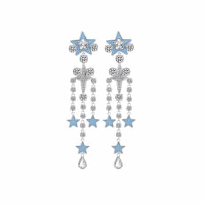 Boucles d'oreilles grandes etoiles émaillage bleu et cristaux zhang zhehan-by on aura tout vu